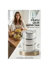 Mey İthalat®  Sefer Tası Yemek Kabı Paslanmaz Çelik 3 Katlı 14 cm 3 LİTRE 721366
