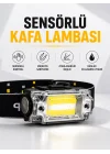 Mey İthalat® Sensör Kontrollü Şarjlı Beyaz LED Kafa Lambası ve El Feneri