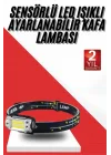 Mey İthalat® Sensörlü Kamp Lambası Ayarlanabilir Kafa Lambası Kafa Bantlı