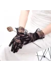 Mey İthalat® Siyah Güpürlü Dantel Eldiven Kısa – Vintage Zarif Kadın Eldiveni