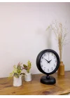 Mey İthalat® Siyah Metal Masa Saati 25×20 cm