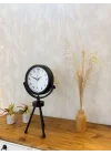 Mey İthalat® Siyah Metal Mini Tripod Farsça Masa Saati 45×26 cm