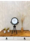 Mey İthalat® Siyah Metal Mini Tripod Masa Saati 45×26 cm