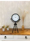 Mey İthalat® Siyah Metal Mini Tripod Modern Masa Saati 45×26 cm