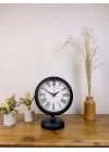 Mey İthalat® Siyah Metal Modern Masa Saati 25×20 cm
