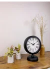 Mey İthalat® Siyah Metal Modern Masa Saati 25×20 cm