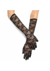 Mey İthalat® Siyah Renk Orta Boy Dantelli Eldiven Uzun Model