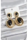 Mey İthalat® Siyah Sallantılı Damla Model Gold Renk Vintage Kadın Küpe
