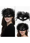 Mey İthalat® Siyah Taşlı Venedik Maskesi Lüks Tüllü Parti Maskesi