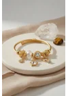 Mey İthalat® Swan Model Gold Renk Beyaz Charmlı Bileklik