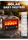 Mey İthalat® Taşınabilir Şömine Görünümlü Bluetooth Hoparlör – Solar Şarjlı, Alev Işıklı, 7W Ses