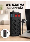 Mey İthalat® Termal Korumalı 8 Prizli 3 USB’li Uzatma Kablosu Yeni Nesil