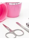 Mey İthalat® Tırnak Bakım Manikür Pedikür Seti 4 Parça Pembe Ev ve Seyahat Uyumlu