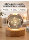 Mey İthalat® USB Bağlantılı Işıklı Kristal Küre Modern Ahşap Tabanlı Dekor