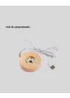 Mey İthalat® USB Bağlantılı Işıklı Kristal Küre Modern Ahşap Tabanlı Dekor