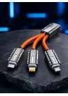 Mey İthalat® USB Type-C, Lightning ve Micro USB Uyumlu 3ü 1 Arada Hızlı Şarj Kablosu