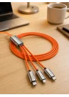 Mey İthalat® USB Type-C, Lightning ve Micro USB Uyumlu 3ü 1 Arada Hızlı Şarj Kablosu
