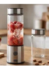 Mey İthalat® USB Type C Şarjlı Cam Blender 6 Bıçaklı Smoothie ve Shake Blender
