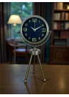 Mey İthalat® Vintage Tripod Eskitme Metal Üç Ayaklı Masa Saati