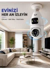 Mey İthalat® Çift Lens Wi-Fi Ampul Kamera ve Mobil Kontrol Yüksek Çözünürlüklü