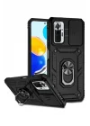 Mey İthalat®  Xiaomi Redmi Note 10 Pro Kılıf Pars Lens Yüzüklü Silikon - Siyah