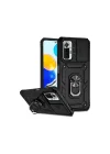 Mey İthalat®  Xiaomi Redmi Note 10 Pro Kılıf Pars Lens Yüzüklü Silikon - Siyah