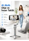 Mey İthalat® Yapay Zeka Takipli Telefon Gimbali Katlanabilir Tripod Bluetooth Kontrollü Dahili LED Işıklı