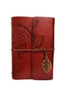 Mey İthalat® Yaprak Desenli Kahverengi Deri Defter