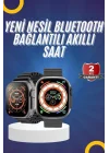 Mey İthalat® Yeni Model Akıllı Saat Ultra Smart Watch Gümüş Kasa 45mm Titreşim