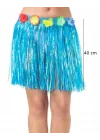 Mey İthalat® Yetişkin ve Çocuk Uyumlu Mavi Renk Püsküllü Hawaii Luau Hula Etek 40 cm