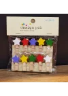 Mey İthalat®  Yıldız Tasarımlı Mini Fotoğraf Mandalları