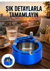 Mey İthalat® Yuvarlak Metal Küllük Çakmak Entegreli Dayanıklı Yapı Yeni Nesil