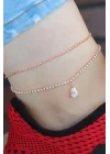 Mey İthalat® Zirkon Taşlı Rose Renk Çift Zincirli Hal Hal