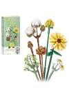 Mini bloklar çiçek buketi yapı setleri, yapay çiçekler, yapı taşları, dekorasyon, ev, 646 adet, yetişkinler için botanik koleksiyonu (pamuk/çam kozalakları/Gerbera/Craspedia)