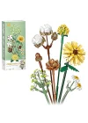 Mini bloklar çiçek buketi yapı setleri, yapay çiçekler, yapı taşları, dekorasyon, ev, 646 adet, yetişkinler için botanik koleksiyonu (pamuk/çam kozalakları/Gerbera/Craspedia)