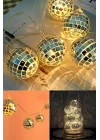 Mini Disko Topu Dekoratif Süsleme 10 Lu Led Zinciri Pilli Süs Led Şerit Disko Topu Led Işık 1430