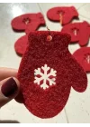 Mini Tasarım Atölyem Kırmızı Keçe Eldiven Yılbaşı Ağacı Süsü Kırmızı