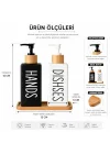 Minimalist Bambu Tepsili Siyah Beyaz Sabunluk ve Deterjan Dispenser Seti, Mutfak, Banyo ve Lavabo İçin Şık, Dayanıklı, Kaymaz Tabanlı, Geniş Ağızlı, Kolay Dolumlu Sıvı Sabunluk & Bulaşık Deterjan Şiş