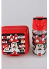 Mouse Lisanslı Beslenme Kabı ve Tritan Matara 500 ml Beslenme Seti, Kırmızı