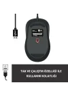 MS102 USB Kablolu 2400DPI 4 Tuşlu Mouse -Sessiz PC, Mac, Dizüstü Bilgisayar için, Windows, Linux ve Mac ile Uyumlu Sağ ve Sol Elle Kullanıma Uygun, 99gr Hafif Optik Mouse Siyah