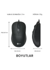 MS102 USB Kablolu 2400DPI 4 Tuşlu Mouse -Sessiz PC, Mac, Dizüstü Bilgisayar için, Windows, Linux ve Mac ile Uyumlu Sağ ve Sol Elle Kullanıma Uygun, 99gr Hafif Optik Mouse Siyah