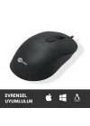 MS102 USB Kablolu 2400DPI 4 Tuşlu Mouse -Sessiz PC, Mac, Dizüstü Bilgisayar için, Windows, Linux ve Mac ile Uyumlu Sağ ve Sol Elle Kullanıma Uygun, 99gr Hafif Optik Mouse Siyah