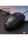 MS103 USB Kablolu 1000DPI 3 Tuşlu PC, Mac, Dizüstü Bilgisayar ile Uyumlu Optik Mouse Siyah