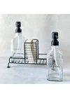 Mutfak Sabun Ve Deterjan Dispenser Seti Demir Çiftli Pompa Ve Sünger Standı 500 Ml Siyah