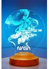 Nasa Logolu Astronot Led Lamba, Kozmonot, Uzay Hediyesi Led Gece Lambası
