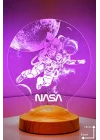 Nasa Logolu Astronot Led Lamba, Kozmonot, Uzay Hediyesi Led Gece Lambası