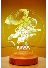 Nasa Logolu Astronot Led Lamba, Kozmonot, Uzay Hediyesi Led Gece Lambası