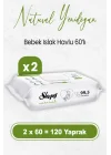 Natural Yenidoğan Islak Bebek Havlusu 60 x 2 Adet (120 Yaprak)