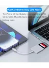 NK1022 Apple iPhone iPad Lightning To SD Camera Reader SD Micro SD Kart Okuyucu Kablo Adaptör-Beyaz