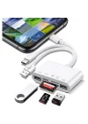 NK1032 Pro Type-C Lightning Usb-A To 2x Usb3.0 Sd Tf Pd Kart Okuyucu Çevirici Hub Adaptör